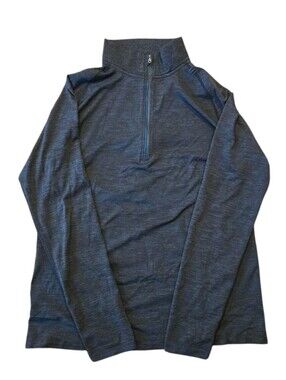 Lululemon Men's Quarter-Zip Performance Athletic Shirt - Heathered Charcoal Blue